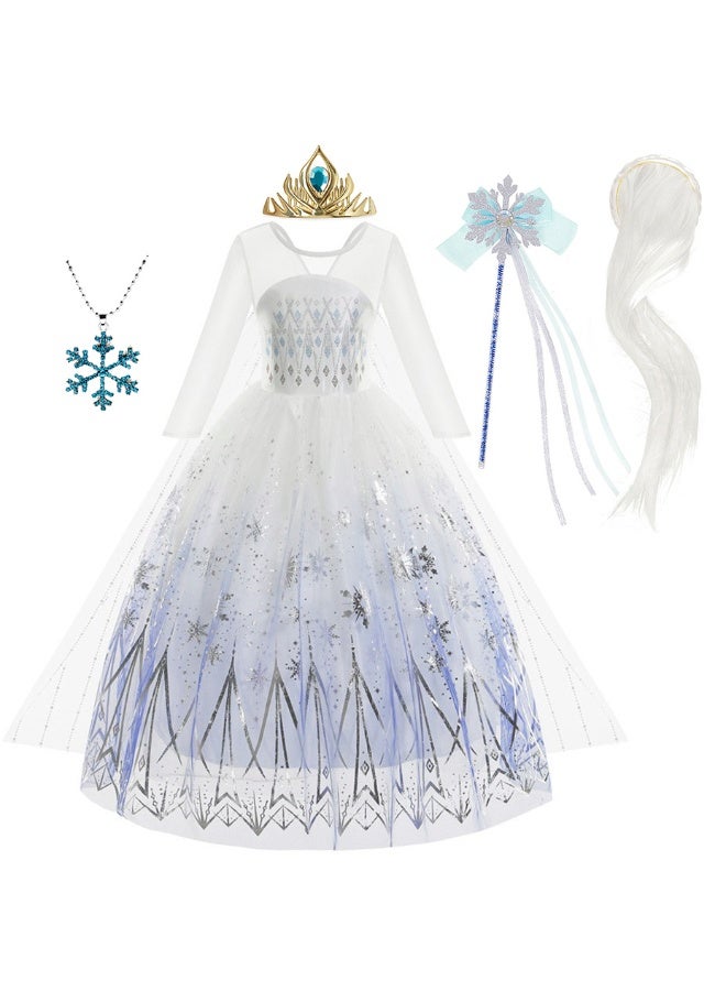 NIBEMINENT Princess Elsa's Frozen style Elsa dress, Elsa's girl dress, and Elsa's white princess dress for children - Image 1