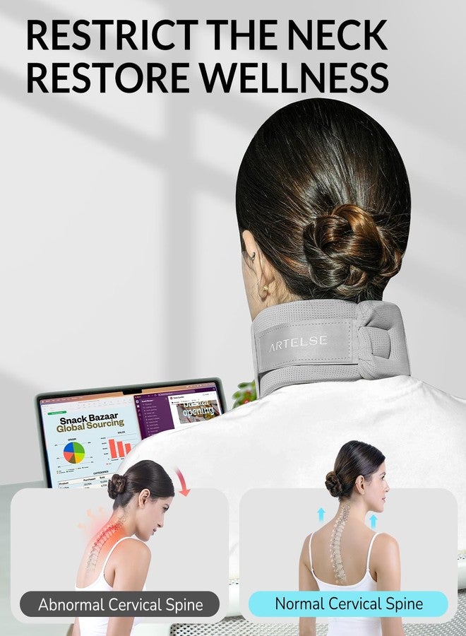 Artelse Ice Silk Neck Brace - Soft, Breathable Cervical Collar for Pain Relief & Posture Correction - Anti-Snoring Support for Comfortable Sleep - Ideal for Office Workers - Image 3