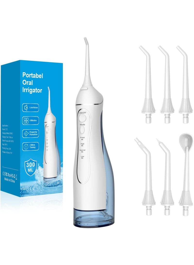 H2ofloss Water Dental Flosser Pick for Teeth, 300ML Portable Oral Irrigator Upgraded Tank Removable,IPX7 Waterproof, Rechargeable Travel Teeth Cleaner, Professional Electric Flossing Machine(White) white - Image 2