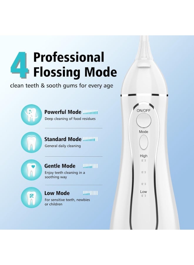H2ofloss Water Dental Flosser Pick for Teeth, 300ML Portable Oral Irrigator Upgraded Tank Removable,IPX7 Waterproof, Rechargeable Travel Teeth Cleaner, Professional Electric Flossing Machine(White) white - Image 3