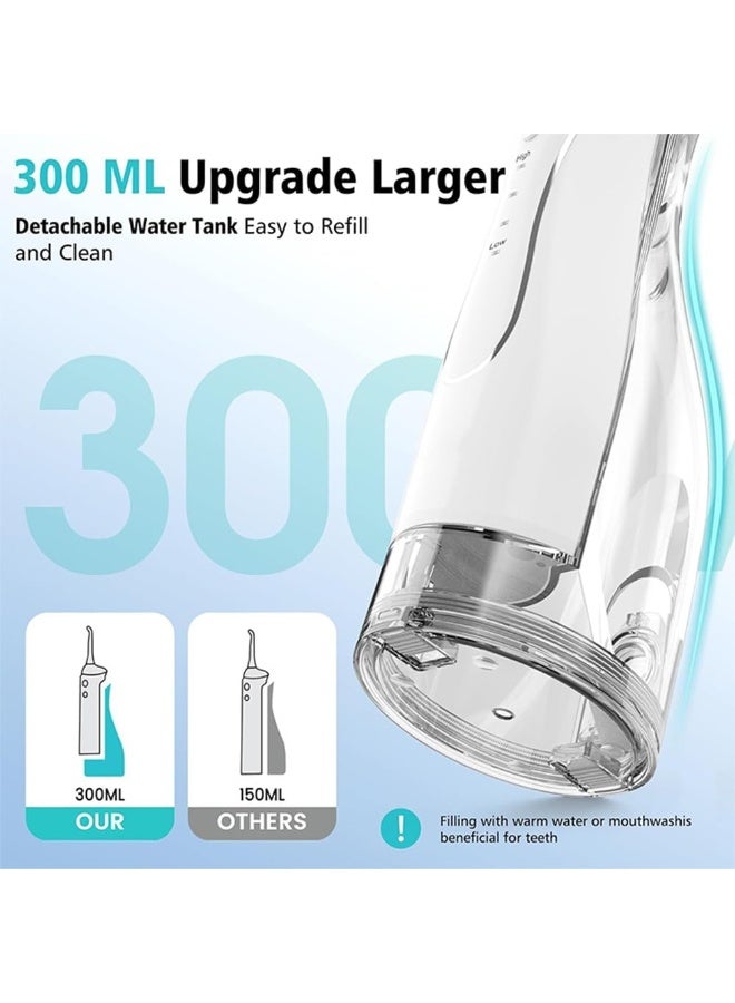 H2ofloss Water Dental Flosser Pick for Teeth, 300ML Portable Oral Irrigator Upgraded Tank Removable,IPX7 Waterproof, Rechargeable Travel Teeth Cleaner, Professional Electric Flossing Machine(White) white - Image 5