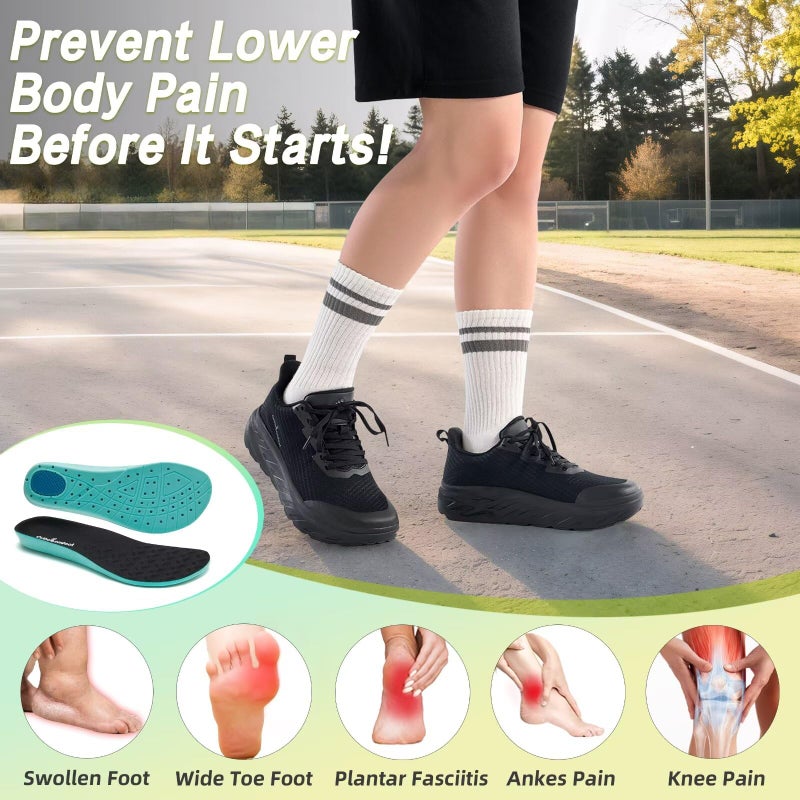OrthoComfoot Women's Orthopedic Arch Support Diabetic Wide Sneakers: Comfort Plantar Fasciitis Hammer Toes Swollen Bunions Recovery Standing Outdoor Sneakers, Driving Tennis Shoes Black Size 9 - Image 4