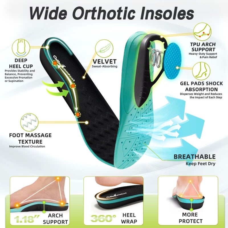 OrthoComfoot Women's Orthopedic Arch Support Diabetic Wide Sneakers: Comfort Plantar Fasciitis Hammer Toes Swollen Bunions Recovery Standing Outdoor Sneakers, Driving Tennis Shoes Black Size 9 - Image 5