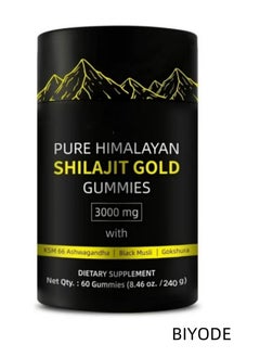 BIYODE Pure Himalayan Shilajit Gummies Gold I Lab Tested I No Added Sugar I Ashwagandha, Gokshura| Fulvic Acid & 85+ Trace Minerals I for Men, Women I Non-GMO I 100% Natural & Organic I 60 Gummy  - Image 1