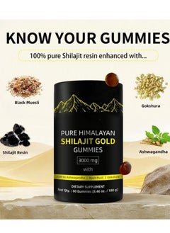 BIYODE Pure Himalayan Shilajit Gummies Gold I Lab Tested I No Added Sugar I Ashwagandha, Gokshura| Fulvic Acid & 85+ Trace Minerals I for Men, Women I Non-GMO I 100% Natural & Organic I 60 Gummy  - Image 3