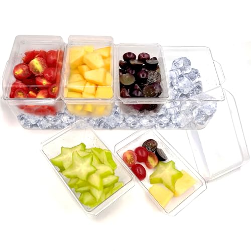 Mulikeer Ice Chilled Condiment Caddy with 4 Containers (2.8 cup), Condiment Server with Separate Lids, ice chilled - Image 2