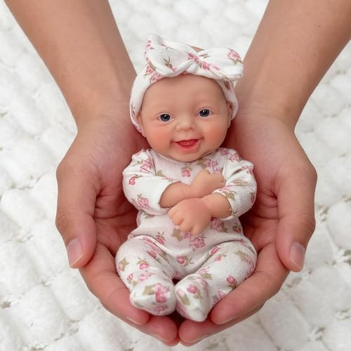 Mire & Mire Mire  Mire Reborn Baby Dolls 7 Girl Open Eyes Smile Full Silicone Mini Baby Doll with Feeding AccessoriesA - Image 5