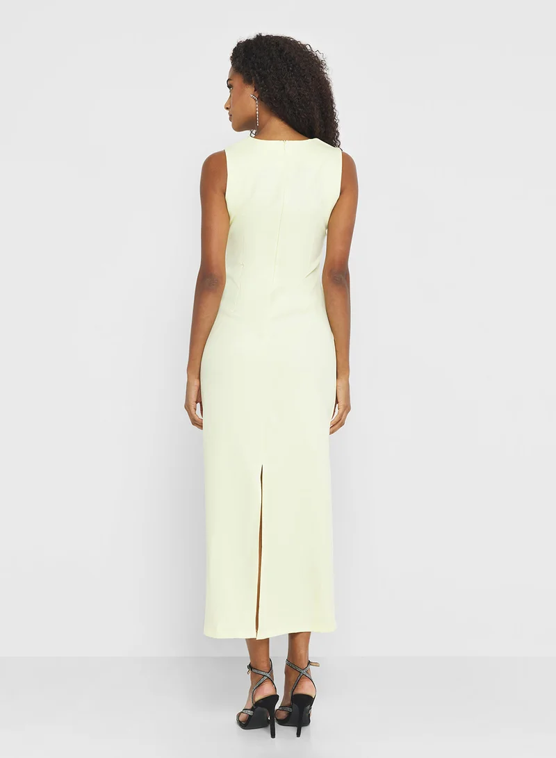 جينجر Square Neck Bodycon Dress