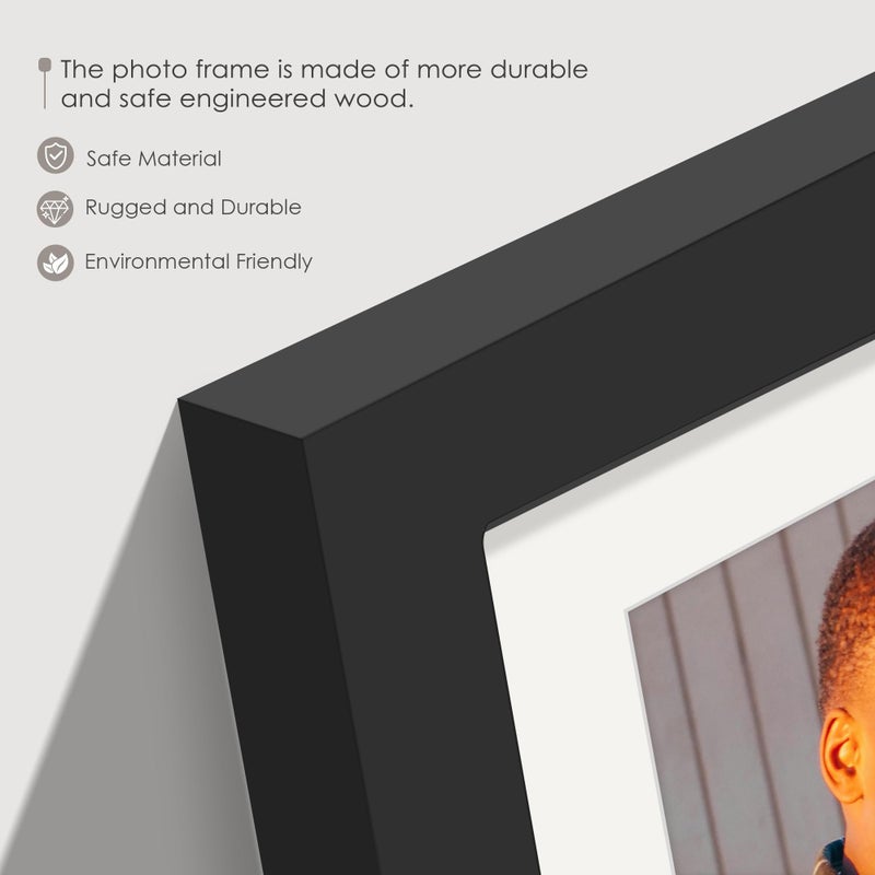 DUENPY 5x7 Picture Frame Collage Holds 5 Photos Made of High Definition Glass, Mat for Display 4x6 Picture Frame Collage Photo for Wall Decor Black - Image 5