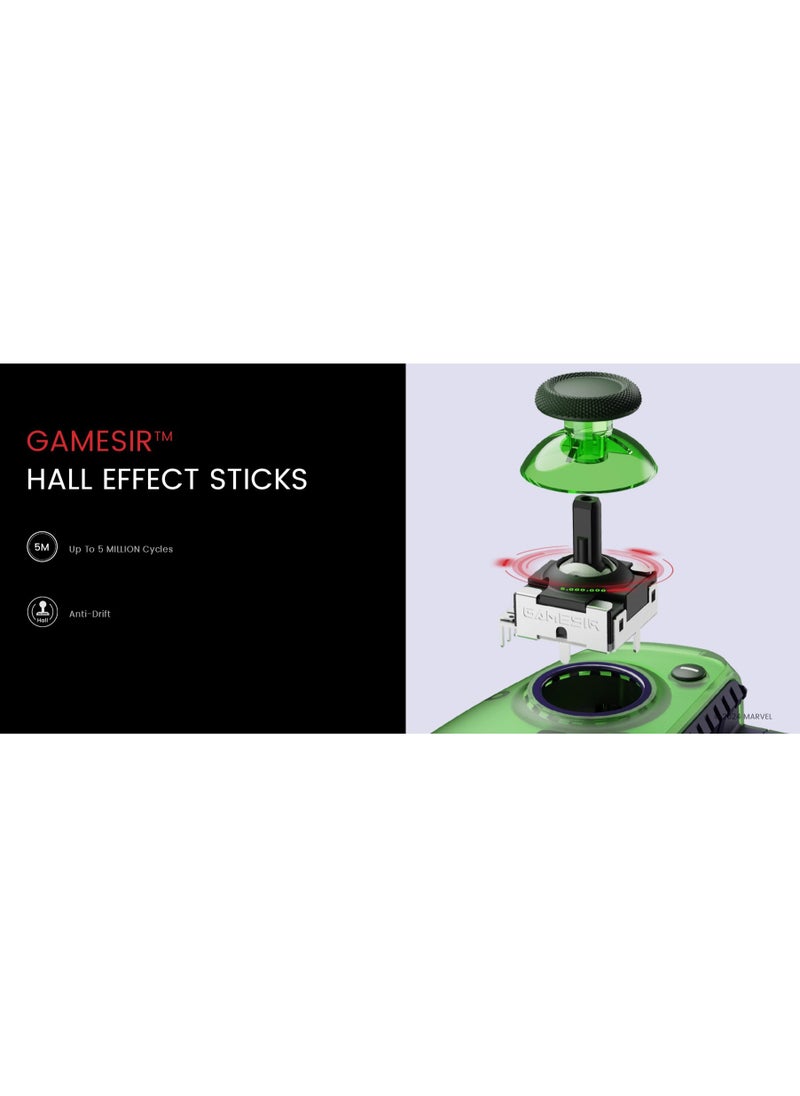 Classic Gamepad GameSir G8 Plus Hulk Wireless Bluetooth Mobile Gaming Controller for Android iOS Switch Steam iPad PC with Hall Effect Joysticks Hall Trigger 6-Axis Gyro 1000mAh Battery