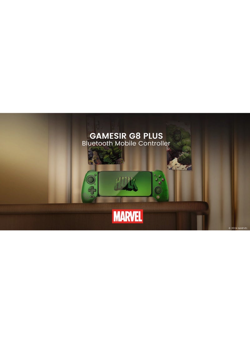 Classic Gamepad GameSir G8 Plus Hulk Wireless Bluetooth Mobile Gaming Controller for Android iOS Switch Steam iPad PC with Hall Effect Joysticks Hall Trigger 6-Axis Gyro 1000mAh Battery