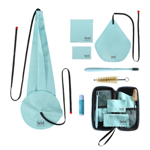 Imelod Saxophone Cleaning kit with Case for Alto Tenor Clarinet Flute and other Wind & Woodwind Struments Including Sax Cleaning Cloth(4pcs),Mouthpiece Brush(Light Blue) - Image 1