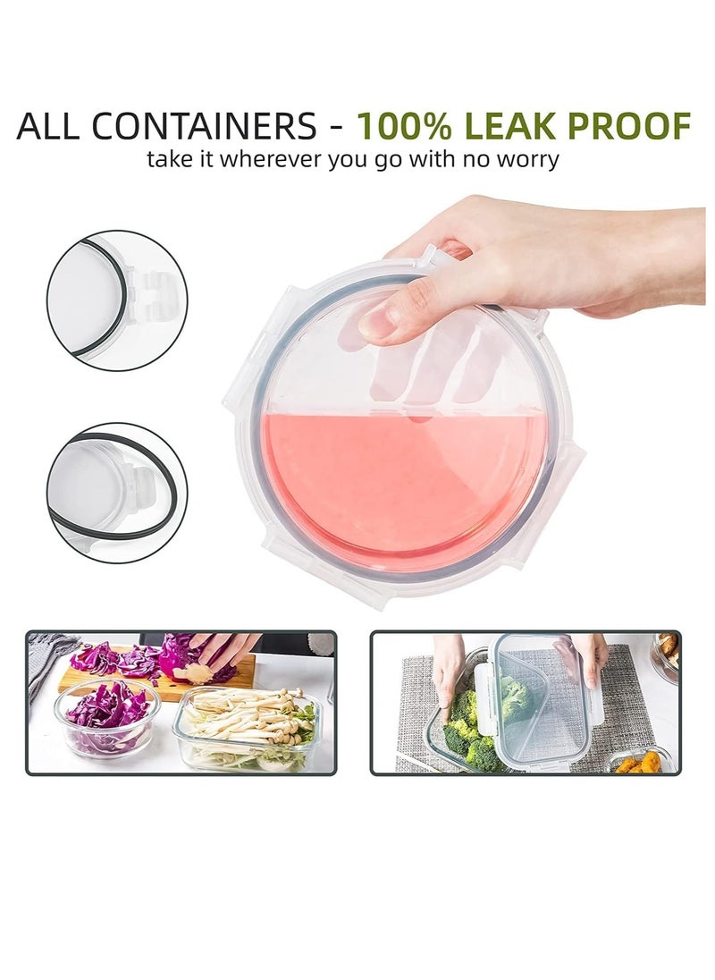 MahMir - MahMir® Airtight Meal Prep Container Set with Locking Lids, 12pcs Re-usable Plastic Food Storage Containers, Stackable Kitchen Organizer Boxes, BPA Free & Microwave Freezer Dishwasher Safe 12pcs Set - Image 1