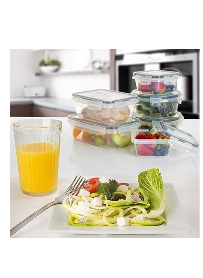 MahMir - MahMir® Airtight Meal Prep Container Set with Locking Lids, 12pcs Re-usable Plastic Food Storage Containers, Stackable Kitchen Organizer Boxes, BPA Free & Microwave Freezer Dishwasher Safe 12pcs Set - Image 1