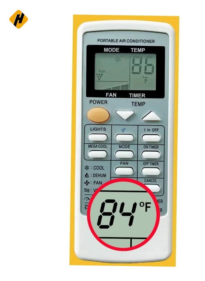 HuHa - Replacement Remote Control for Sharp Portable Air Conditioner CRMC-A705JBEZ, CV-P09LV, AY-A9GR, CV-2P10SC, CV-P09LX, CV-P10LC, CV-P10MC, CV-P10NC, CVP10NC-D, CVP10NC-R, CV-P10PC, CVP10PC-D, CVP10PC-R with Battery - Image 1