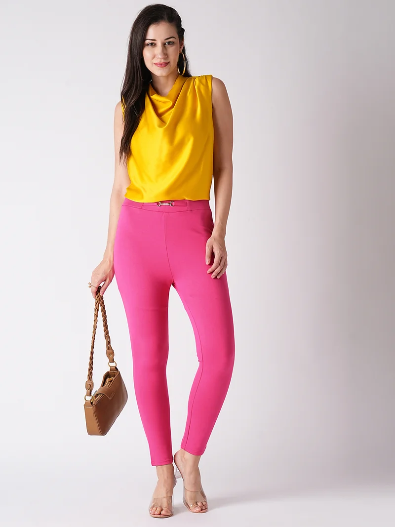 globus Women Pink Skinny Fit Treggings