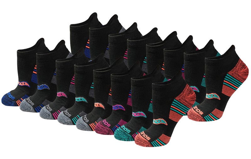 Saucony Women's RunDry Performance 8, 16 Pairs Heel Tab Athletic Socks, S-L, Assorted Darks (16 Pairs), Large - Image 1