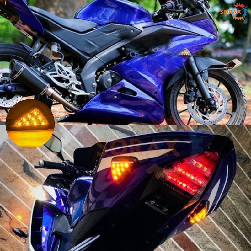 Asryd مصباح مؤشر LED أمامي وخلفي وجانبي لياماها R15، R15 V1، R15 V2، CBR 250، CBR 150 R، نينجا 250 (برتقالي) - Image 3