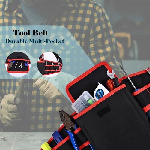 PAHAL 24 Inch Adjustable Nylon Tool Belt – Heavy Duty 7 Pocket Utility Work Belt with Tool Pouch for Electrician, Technician, Carpenter, Plumber & Service Engineer, Durable Waist Tool Organizer - Image 4