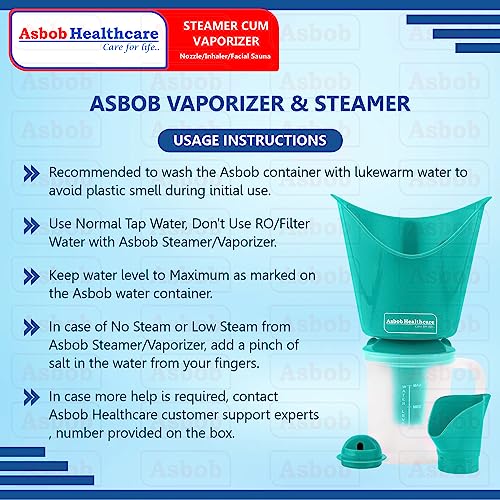 Asbob 3 in 1 steamer for cold and cough, vaporizer steamer for cough,cold and facial, steam inhaler & vapourisers for adults - 1.15 Meter - Image 3