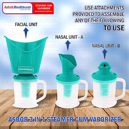 Asbob 3 in 1 steamer for cold and cough, vaporizer steamer for cough,cold and facial, steam inhaler & vapourisers for adults - 1.15 Meter - Image 5