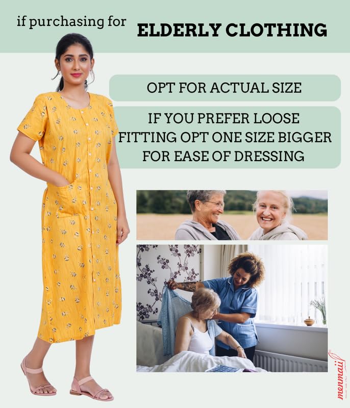 MENMAII Women's [L-4XL] Full Open/Front Buttoned [a Kind of Adaptive Clothing] Multipurpose Nighty for Maternity/Pregnancy/Elderly/Patient/Feeding/Hospital Purpose Nighty(Mustard_L/ Calf Length) - Image 5