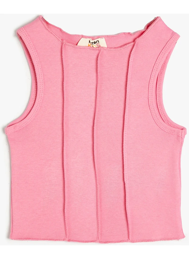 كوتون Crop Undershirt Thick Strap Ribbed Cotton