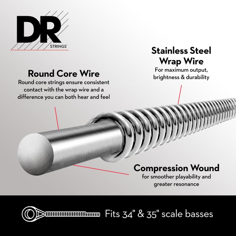 DR Strings Hi-Beam - Stainless steel Round Core Lite 5 String 40-120 - Image 4