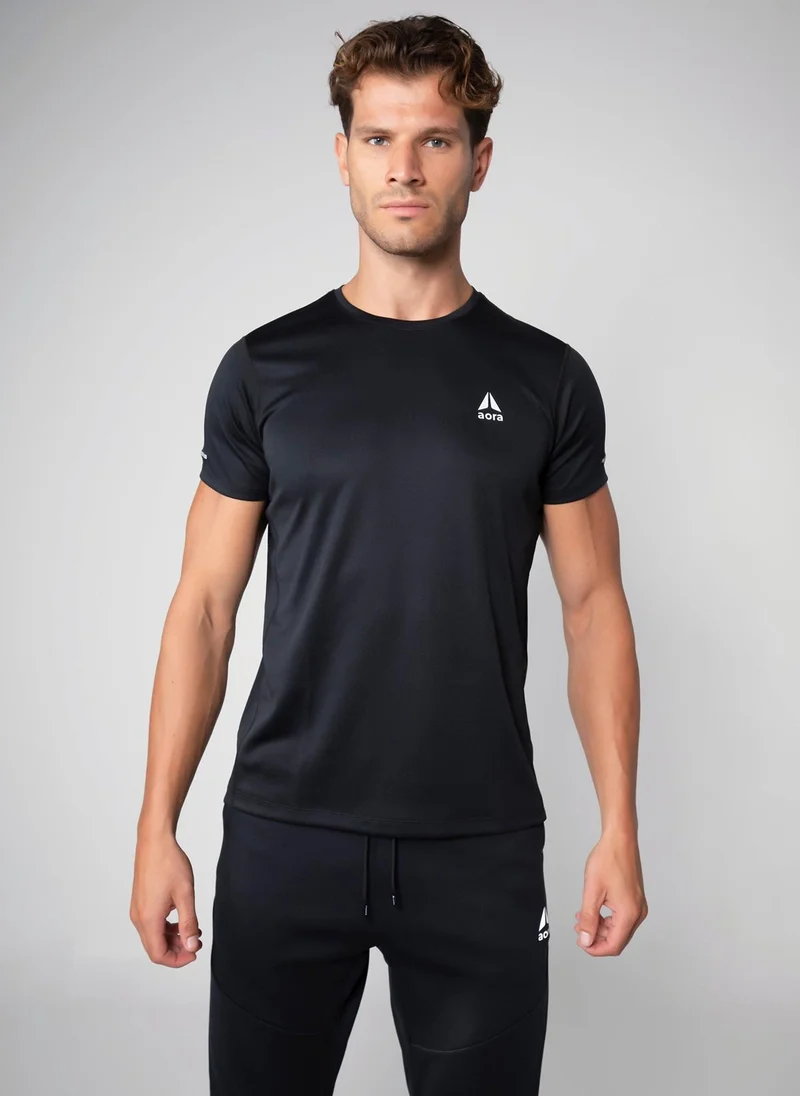 Aora Aora Men's Ultralight Mesh Tee – Quick-Dry, High Ventilation, Barely-There Feel – Black