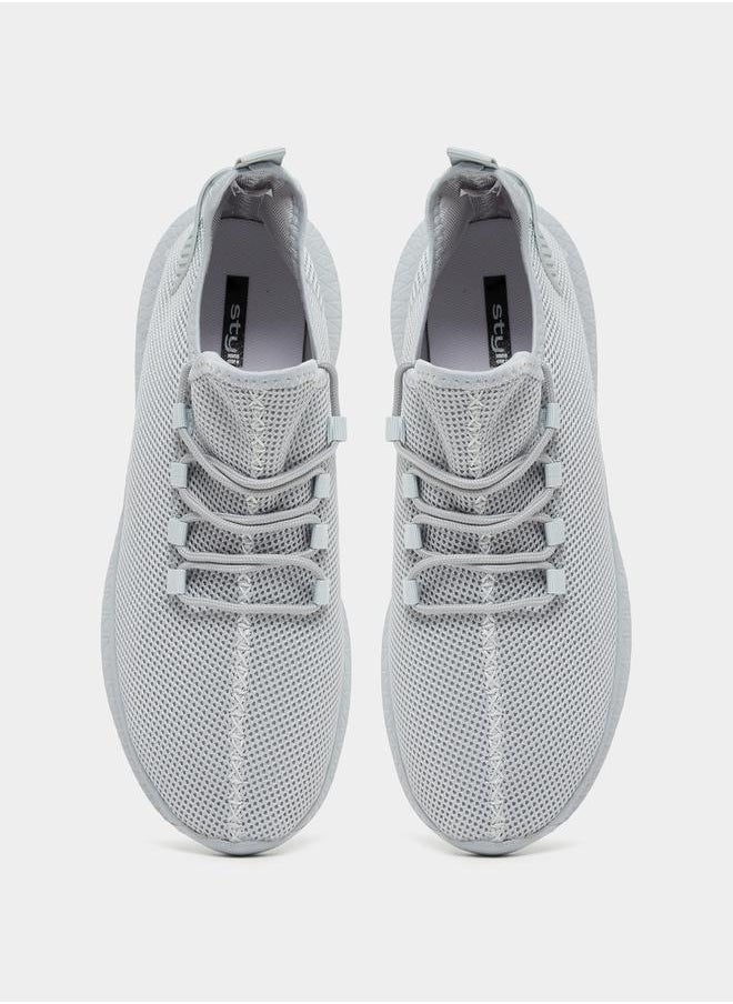 Styli Textured Knit Lace Up Sneakers  - Image 5