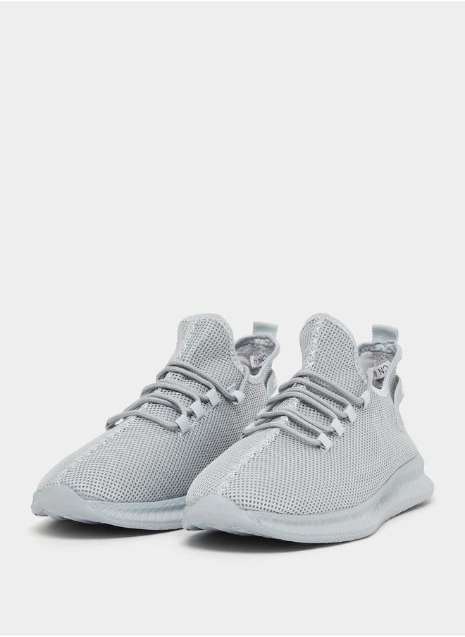 Styli Textured Knit Lace Up Sneakers  - Image 2