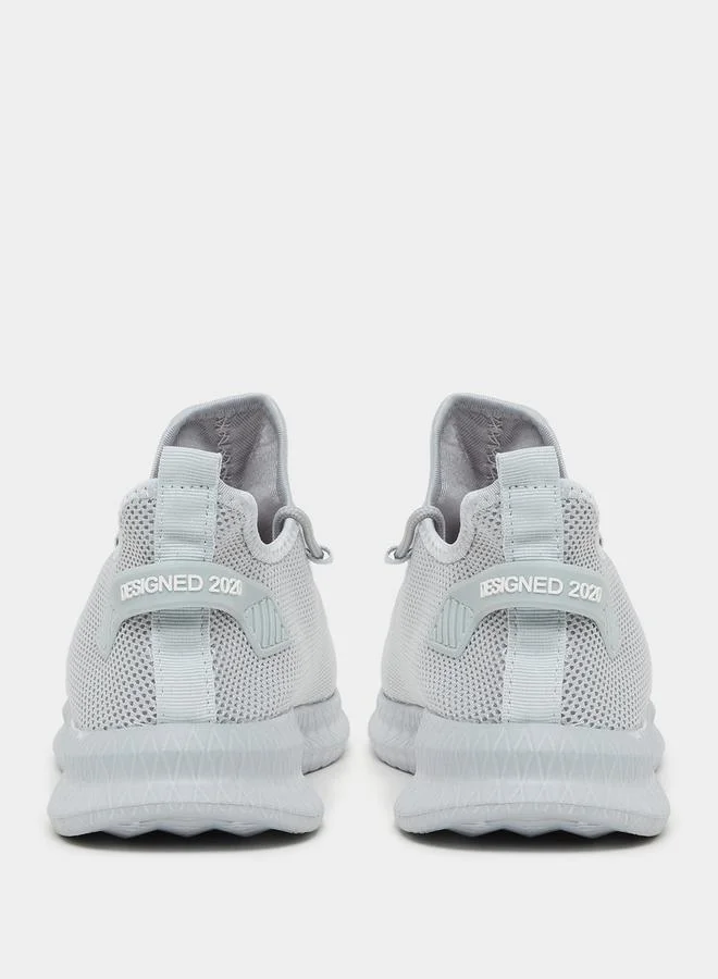 Styli Textured Knit Lace Up Sneakers