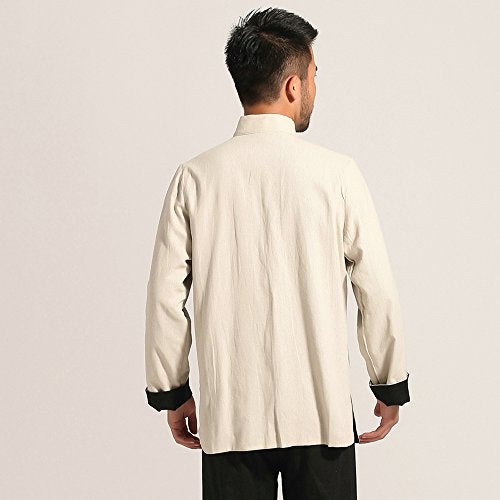 ZooBoo Kung Fu Jacket Both Sides Wear Tops Martial Arts Long Jersey (L, Black with Beige) - Image 4