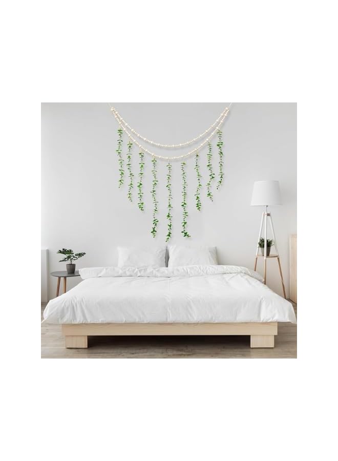 The Bros Hanging Photo Display Wall Decor, Boho Wooden Bead Garland Eucalyptus Picture Frame with 20 Wood Clips for Bedroom, Living Room, Office, Dorm Decor, Photos Holder - Image 4