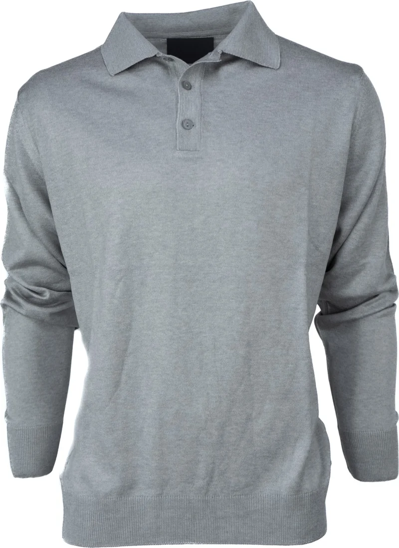 Oppland Men's Woolen Woven Sweater Pocketless Polo Collar Solid Color Classic Model Comfortable Cut Full Pattern