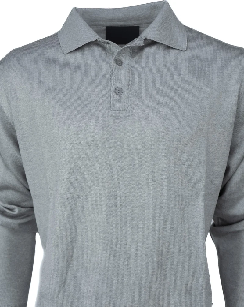 Oppland Men's Woolen Woven Sweater Pocketless Polo Collar Solid Color Classic Model Comfortable Cut Full Pattern