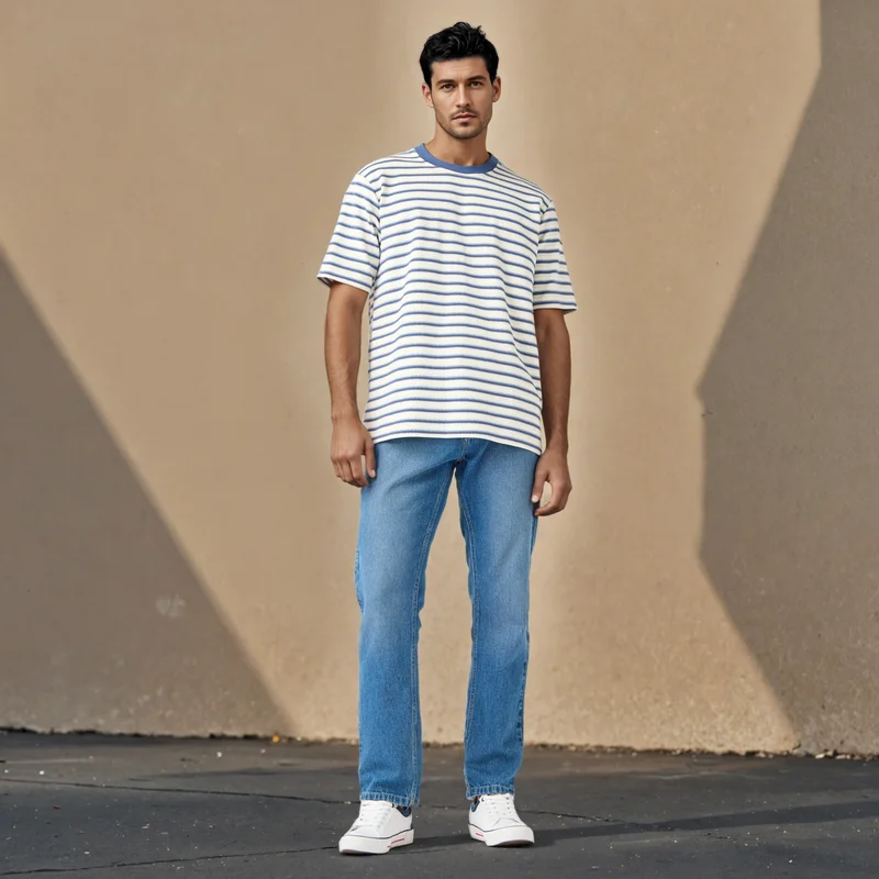 سبلاش فيڤ Striped Crew Neck Ottoman T-shirt