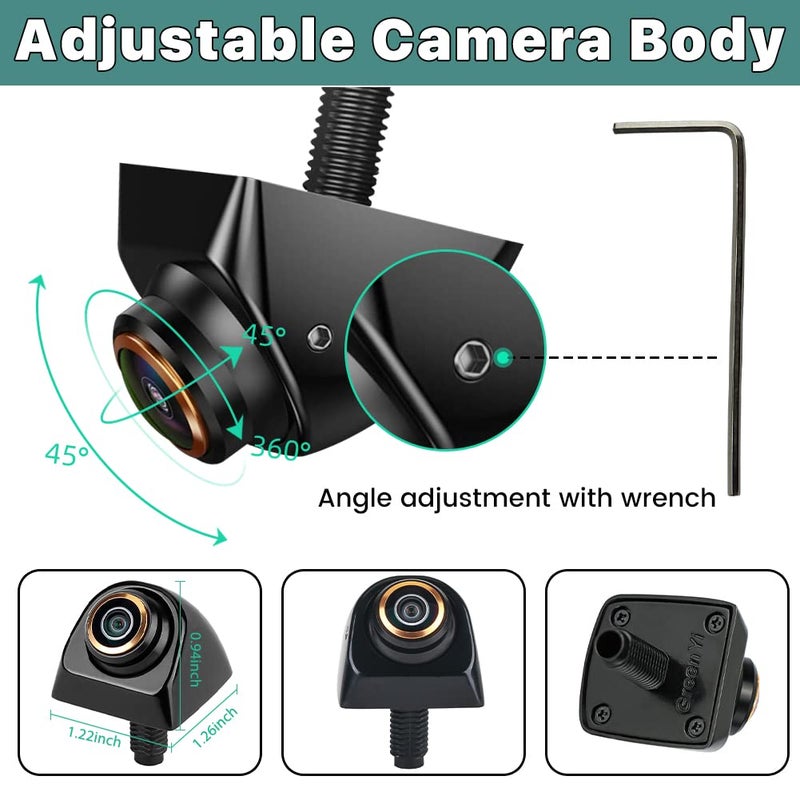 GreenYi HD Backup/Front/Side View Camera, GreenYi AHD 720P Reverse Rear Cam for Car, SUV, RV, Trailer, Camper, Van, Pickup, Adjustable Fisheye Lens, 170 Degrees Viewing Angle(Black) - Image 3