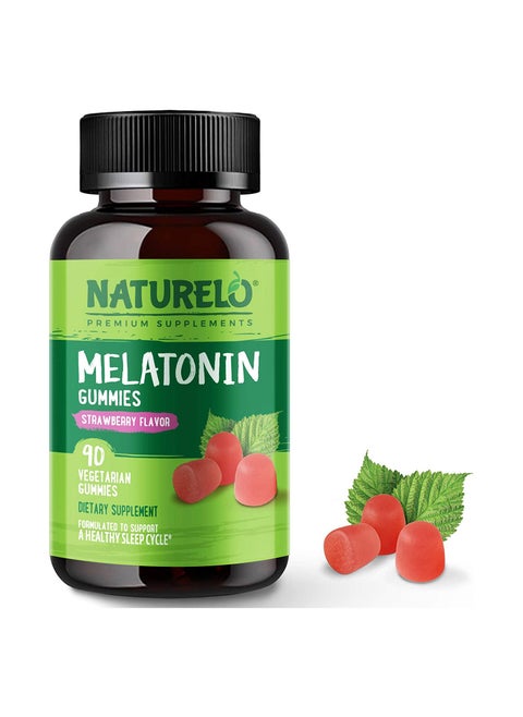 Melatonin Gummies Strawberry Flavor Formulated to Support A Healthy Sleep Cycle 90 Vegetarian Gummies Dietary Supplement