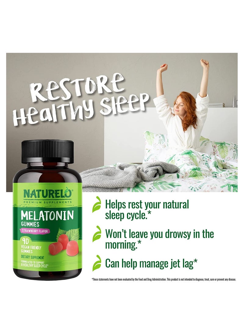 Melatonin Gummies Strawberry Flavor Formulated to Support A Healthy Sleep Cycle 90 Vegetarian Gummies Dietary Supplement
