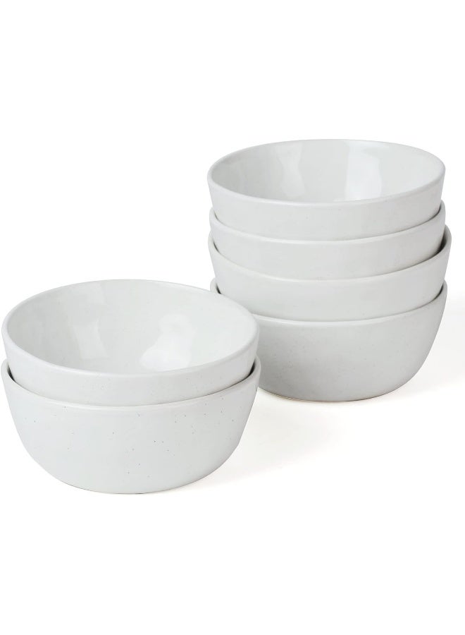 Famiware Mars 6 Piece Stoneware Bowls Set in 5.5 inches, Speckled Design, Serving Bowl for Cereal, Soup, Rice, Pasta, Scratch Resistant, Microwave & Dishwasher Safe, White - Image 1