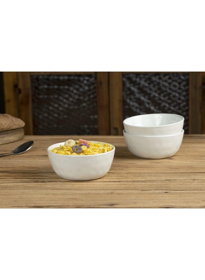 Famiware Mars 6 Piece Stoneware Bowls Set in 5.5 inches, Speckled Design, Serving Bowl for Cereal, Soup, Rice, Pasta, Scratch Resistant, Microwave & Dishwasher Safe, White - Image 4