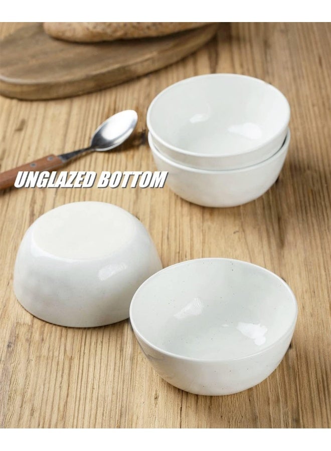 Famiware Mars 6 Piece Stoneware Bowls Set in 5.5 inches, Speckled Design, Serving Bowl for Cereal, Soup, Rice, Pasta, Scratch Resistant, Microwave & Dishwasher Safe, White - Image 5