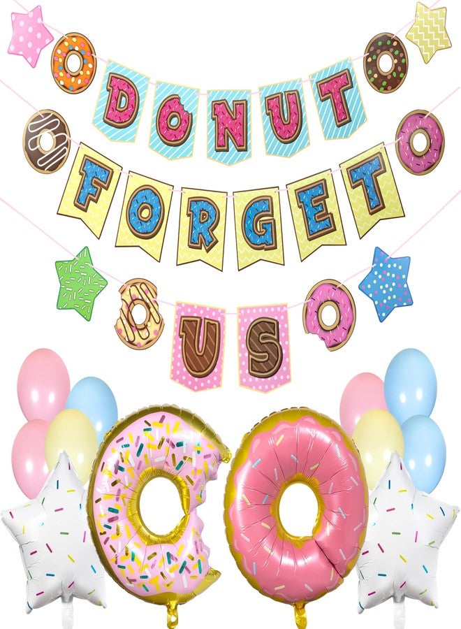 Pirese Donut Forget Us Party Decorations, Goodbye Banner Kit with Balloons for Coworker, Retirement, Going Away, Office Farewell and Leaving Party Supplies - Image 1