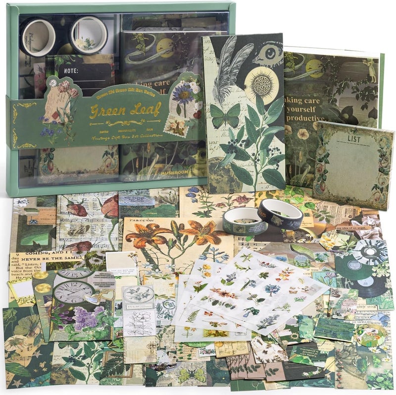 LANLOY LANLOY 346pcs Journal Supplies Kit Vintage Scrapbook Stickers Art Journaling Bullet Junk Journal Planners DIY Decoration Paper Stickers Craft Kits Notebook Collage Album Nature 