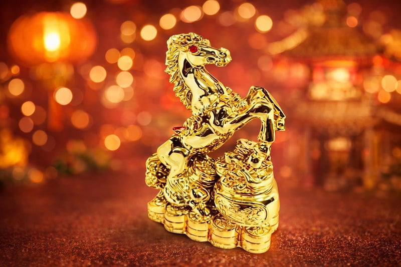 GJ Vastu Feng Shui Very Lucky Single Horse Idol Small Size - Gold Colour (6 CM) - Image 3