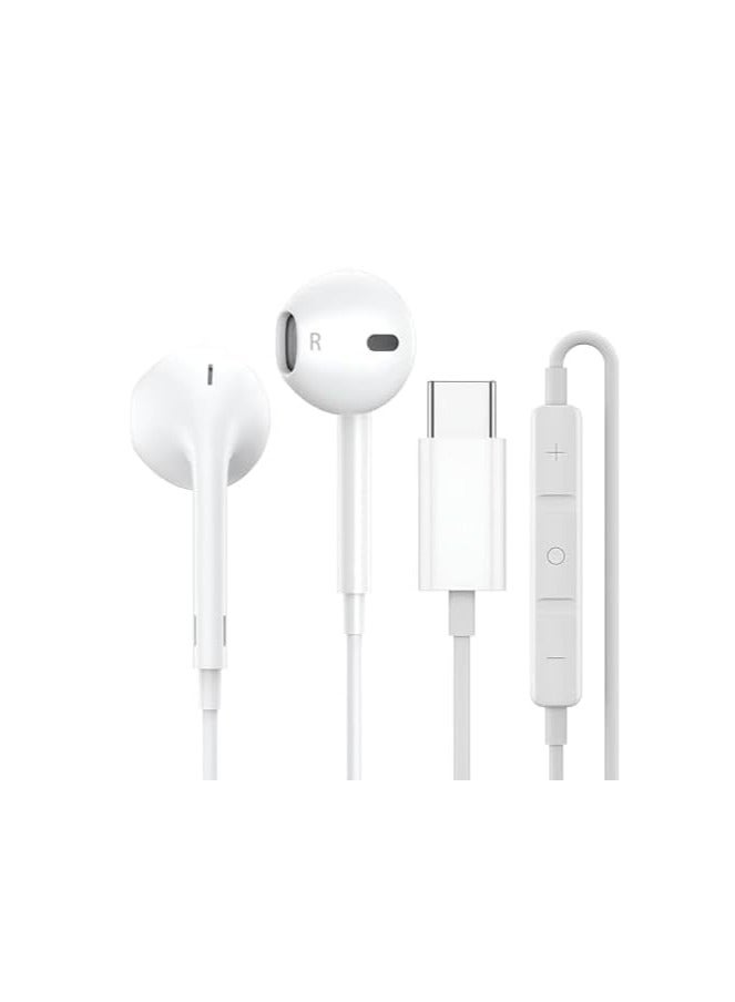 USB C Headphones, HiFi Stereo Type C Earbuds USB C Earphones With Mic & Volume Control Compatible With IPhone 15/16.