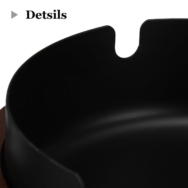 Wooden Ashtray with Stainless Steel Lid Windproof Cigar Holder for Home Outdoor Use - Image 4