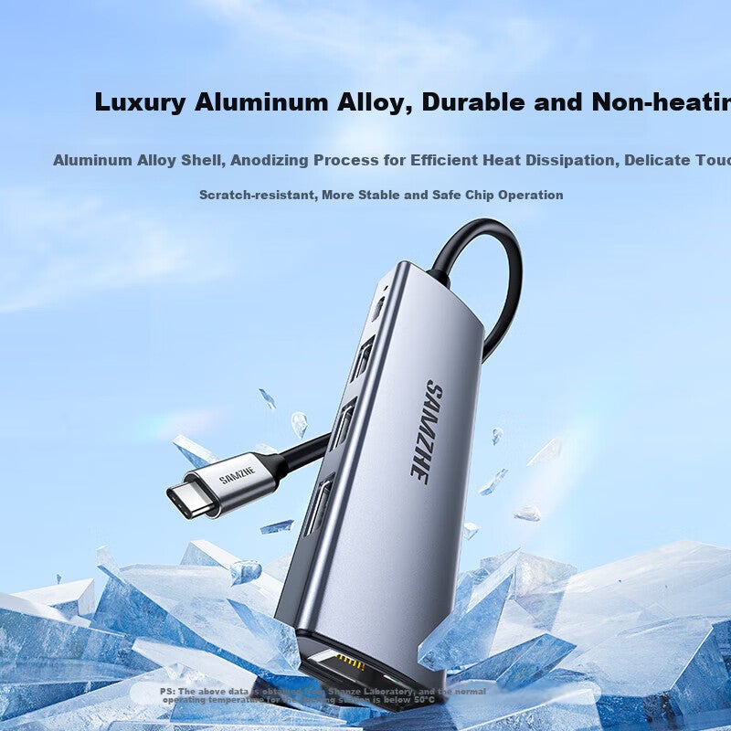 SAMZHE Type-C Expansion Dock, USB-C to Gigabit Ethernet Port Expansion Dock, RJ45 Splitter Adapter, Thunderbolt 4 Compatible, for Apple Computers MacBook Pro Laptops HWK1-C - Image 2