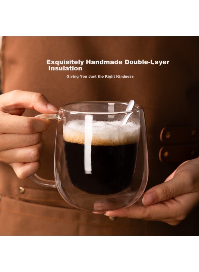 Weimingnuo Heat-resistant Double-layer Glass Coffee Mug With Handle, 300ml Transparent Tea Cup For Home And Office - Image 2